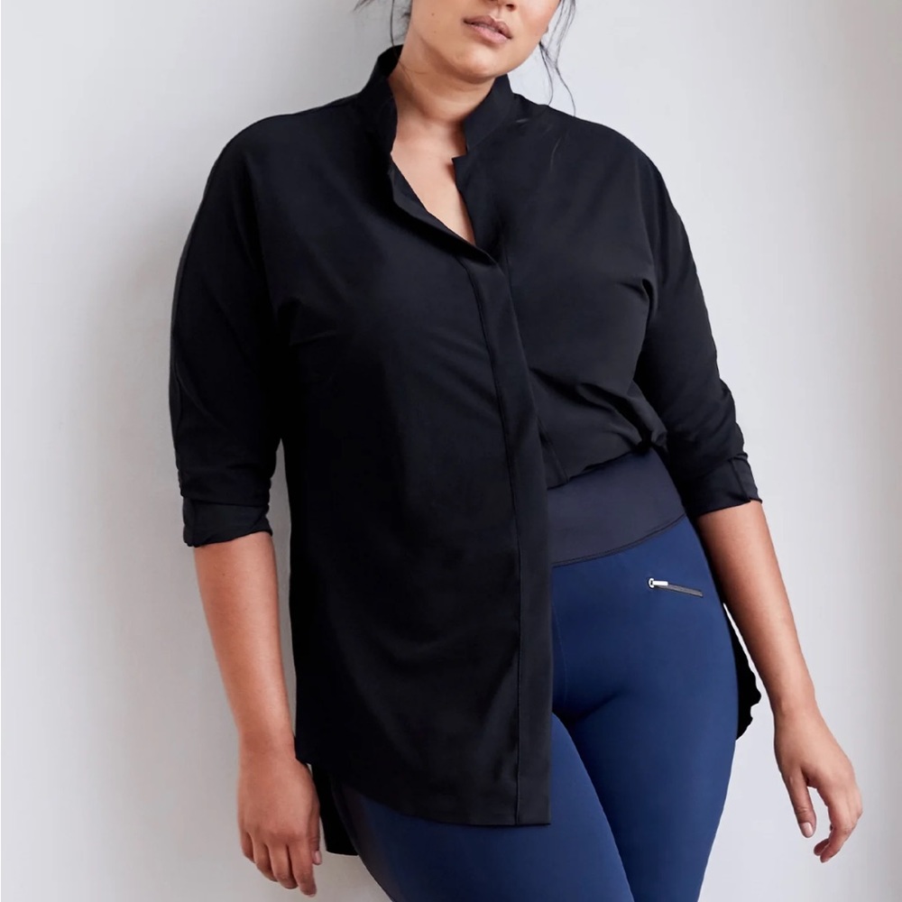Aday Something Borrowed Black Button Up Shirt - image 1